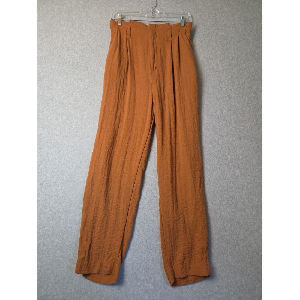 A New Day Rust Orange High Rise Pleated Textured Pull On Pants Women's Medium